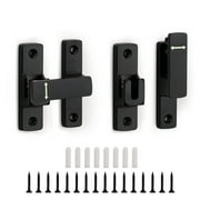 Sekonow 2 Pack Luminous Barn Door Lock, 90/180 Degree Flip Sliding Door Latch, Small Zinc Alloy Gate Latch Hardware for Garden, Bathroom, Cabinet, Garage, Shed, Black