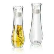 Sekonow 2 Pack Oil and Vinegar Dispenser with No-Drip Spout, Glass Soy Sauce Dispenser Bottle Set, Olive Oil Cruet with Dust Cap for Kitchen Cooking, 8.8oz