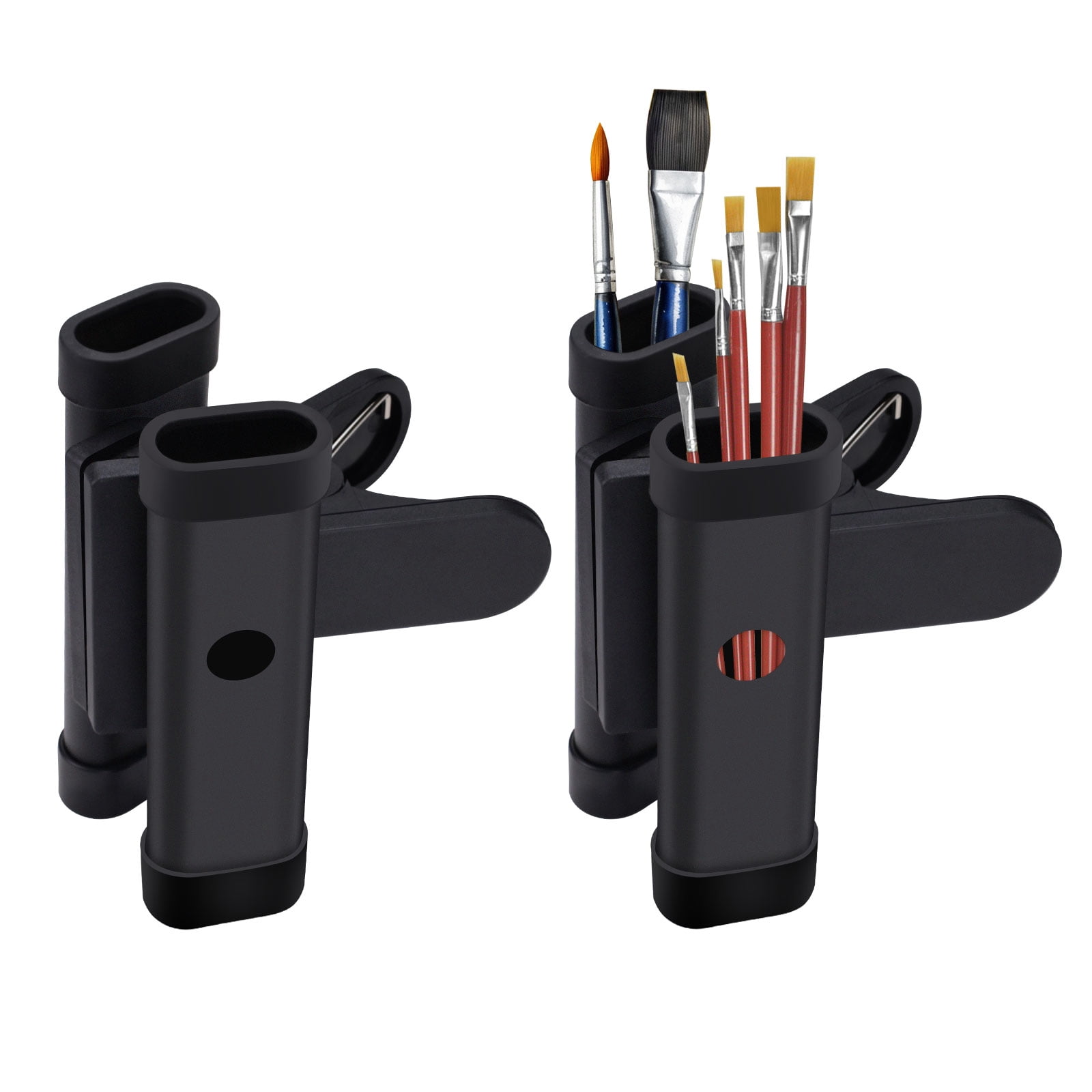 Sekonow 2 Pack Paint Brush Clip, Easel Watercolor Art Paint Brush Holder Organizer and Storage, Drumstick Holder, Black