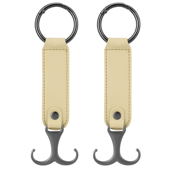 Sekonow 2 Pack Purse Hook for Car Headrest, Leather Alloy Car Seat Back Storage Hanger Bag Holder Organizers Universal Vehicle Interior Accessories for Handbag Coat Hat, Beige