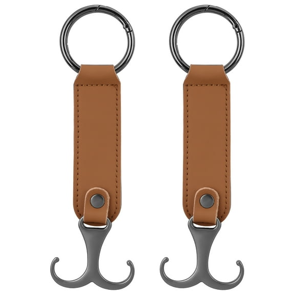 Sekonow 2 Pack Purse Hook for Car Headrest, Leather Alloy Car Seat Back Storage Hanger Bag Holder Organizers Universal Vehicle Interior Accessories for Handbag Coat Hat, Brown