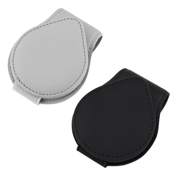 Sekonow 2 Pack Sunglass Holder for Car Visor, Magnetic Sunglasses Clip Leather Glasses Eyeglass Holder Organizer Truck Interior Car Accessories for Woman Men, Black + Grey