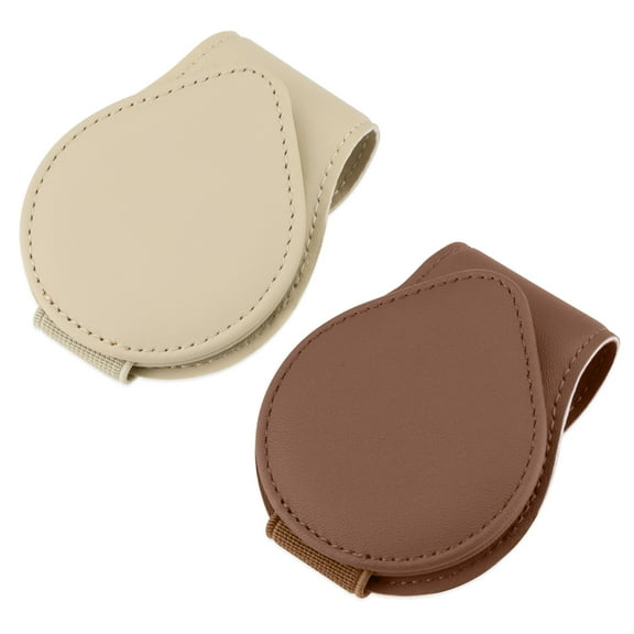 Sekonow 2 Pack Sunglass Holder for Car Visor, Magnetic Sunglasses Clip Leather Glasses Eyeglass Holder Organizer Truck Interior Car Accessories for Woman Men, Beige   Brown