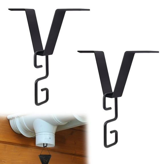 Sekonow 2 Pack V Shaped Rain Chains for Gutters Adapter Clip, Rain Chains for Outside Hanging Downspout Flowerpot Connector Catcher Holder, Black