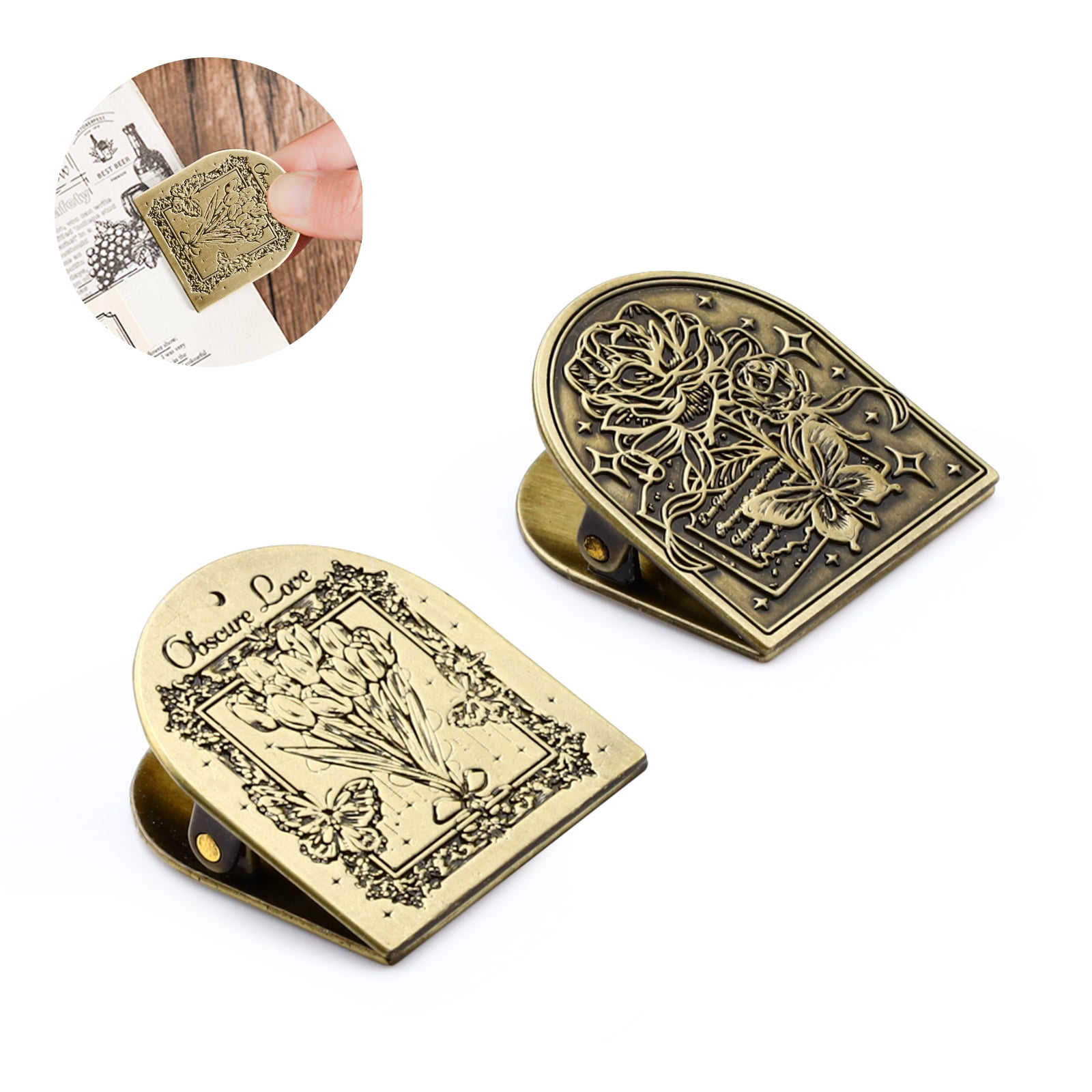 Sekonow 2 Pack Vintage Metal Book Clip, Brass Color Alloy Antique ...