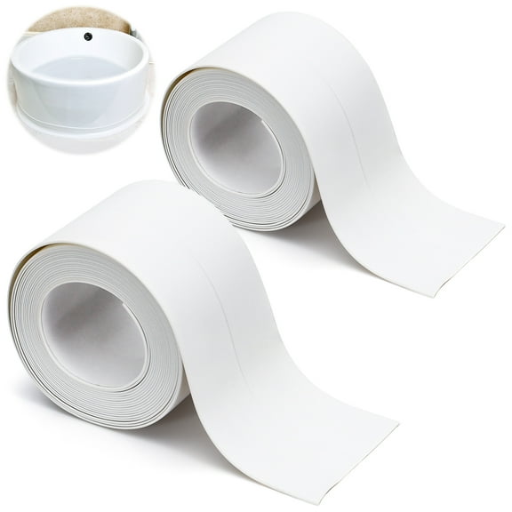 Sekonow 2 Rolls Widened Caulk Tape 2.3''x10.5FT for Stronger Adhesion, Waterproof Self Adhesive Toilet Caulk Strip, White Sealing Caulking Tape for Toilet Base Bathroom Shower Bathtub