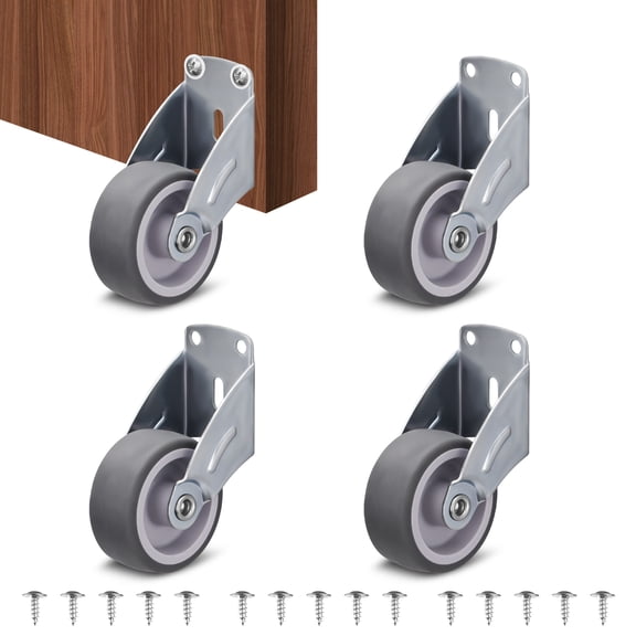 Sekonow 4 Pack Anti-Sag Gate Wheels, 2in/5cm Side Mount Casters for Door Bottom, Furniture Wheels, Wooden Gate Rolls Rolling Hardware Kit for Fence Yard Farm, Gray