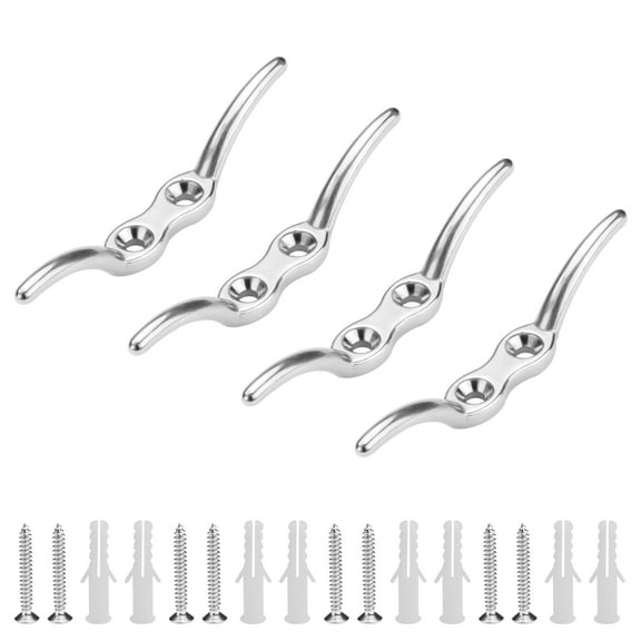 Sekonow 4 Pack Boat Cleats 4 Inch, 316 Stainless Steel Heavy Duty Dock Cleats Marine Grade, Tie Down Rope Cleat, Include Long Mounting Screws and Anchors