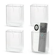 Sekonow 4Pcs Remote Control Holder Wall Mount, Adhesive Clear Acrylic Remote Holder Makeup Brush Organizer for Office Home Storage, Small