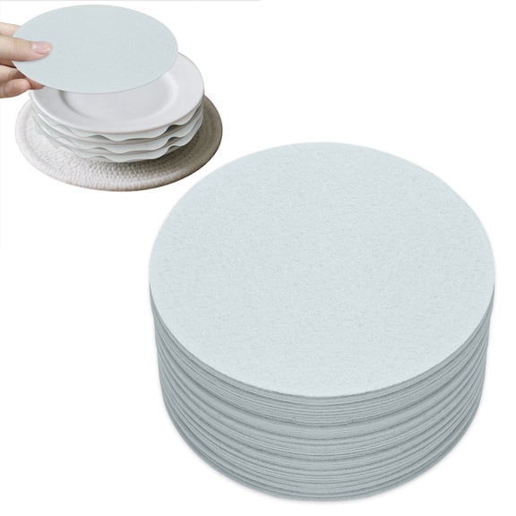 Sekonow 50 Pack 5in Felt Plate Protectors, Soft Porcelain Plate Dividers China Storage Separators Nonslip Dish Liners Pads for Stacking Packing Dinnerware, Pan, Pot, Cookware