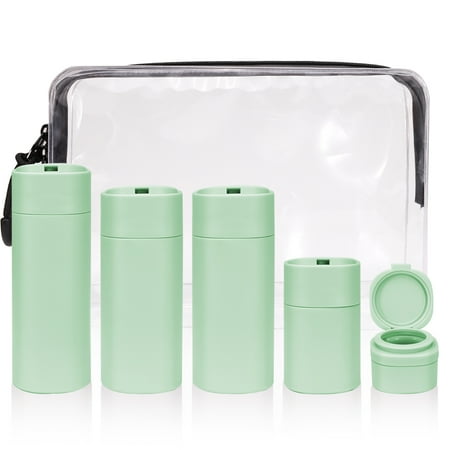 Sekonow 5Pcs Travel Bottles for Toiletries, Travel Size Containers with Leak-Proof Cap, Refillable Travel Shampoo Bottles, Green