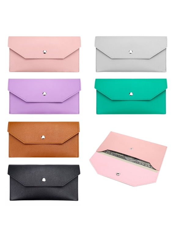 6 Pack Cash Envelope Wallet, Money Organizer Holder Reusable PU Leather Budget Money Bag Pouch, Slim Cash Stuffing Wallet for Cash Saving Budgeting Receipt Bill Check