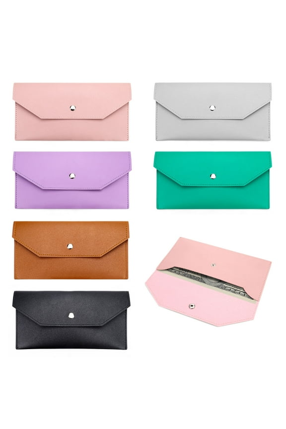 6 Pack Cash Envelope Wallet, Money Organizer Holder Reusable PU Leather Budget Money Bag Pouch, Slim Cash Stuffing Wallet for Cash Saving Budgeting Receipt Bill Check