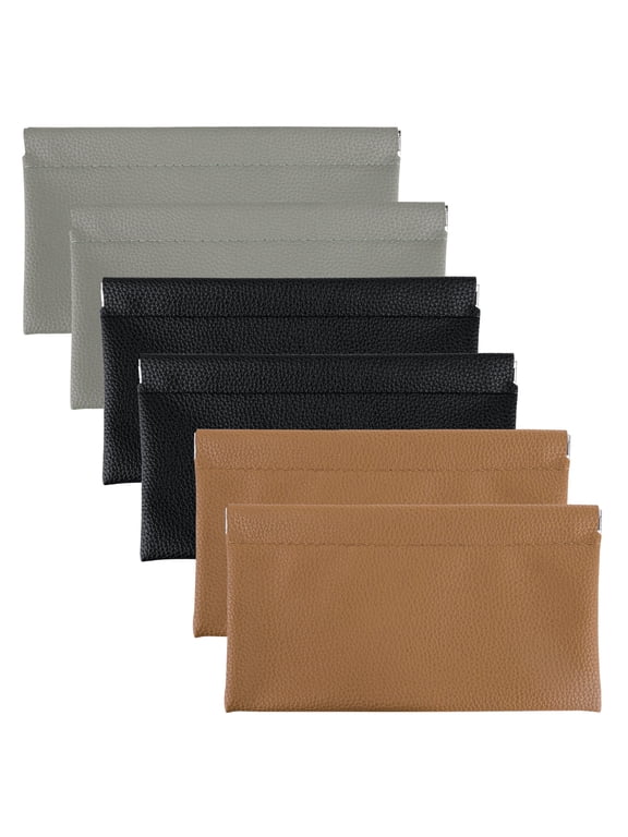 6 Pack Cash Envelope Wallet Self-Closing, Soft Leather Money Organizer Bag, Reusable Slim Cash Holder for Money Saving, Budget, Bill, Coupon, Women, Men