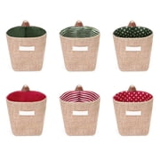 Sekonow 6 Pack Hanging Basket, Small Wall Storage Baskets for Organizing, Burlap Foldable Hanging Organizer Bag Boho Wall Decor with S Hooks for Sunglasses Wallet Key Pen
