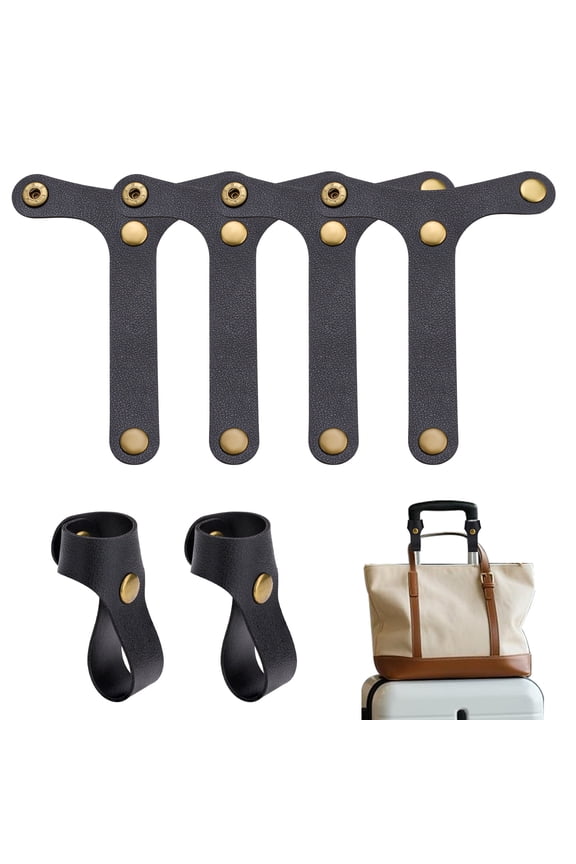6 Pack Luggage Straps for Carry On Bag, Add a Bag Suitcase Strap PU Leather Travel Belt Luggage Accessories for Tote Bag