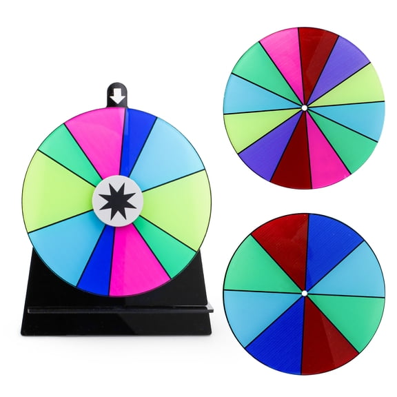 Sekonow 6in Spinning Prize Wheel with 3 Wheels, Color Table Roulette Wheel Spinner with Stand Fortune Spin Game for Party, Trade Show, Carnival, 12+10+8 Slots