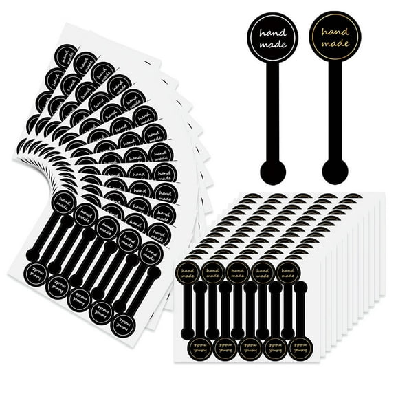 Sekonow 700pcs Handmade Food Baking Seal Stickers, Black Foil Self Adhesive Bakery Stickers, 3.9in Long Strip Tamper-Proof Packaging Sealing Labels for Lollipop Cake Cookie Bread