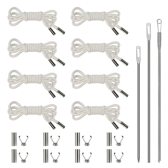 Sekonow 8 Pieces 52 Inches Drawstring Cord Kit-Hoodie String Replacement with 3 Easy Threaders for Sweatpants, Shorts, Pants, Jackets, Coats, White