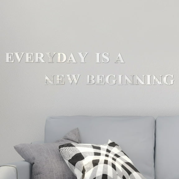 Sekonow Acrylic Mirror Wall Decor Stickers, Removable 3D Home Inspirational Quote Mirror Decals Art Motivational Letter Motto Decoration for Living Room Bedroom Office, Silver