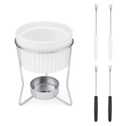 Sekonow Butter Warmers for Seafood, Ceramic Butter Melter with 4 Forks & Stainless Steel Stand, Fondue Pot Set for Chocolate or Cheese Fondue Cup