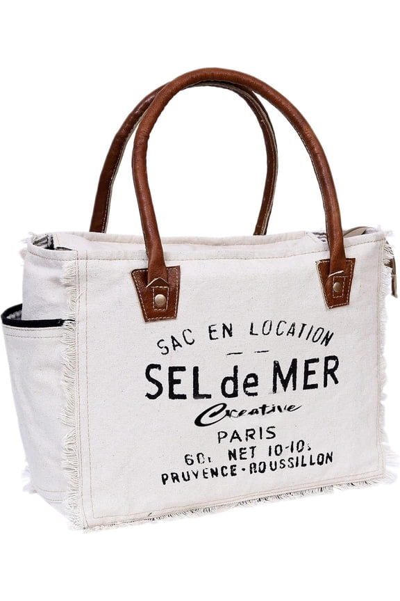 Sel de Mer Canvas Tote Bag for Women with Handles, Bag, Casual Everyday Purse, Beach, Travel, Shopping Bag