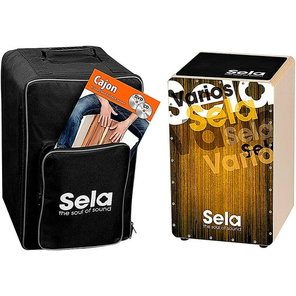 Sela Varios Cajon Bundle with Bag, Pad and DVD Gold