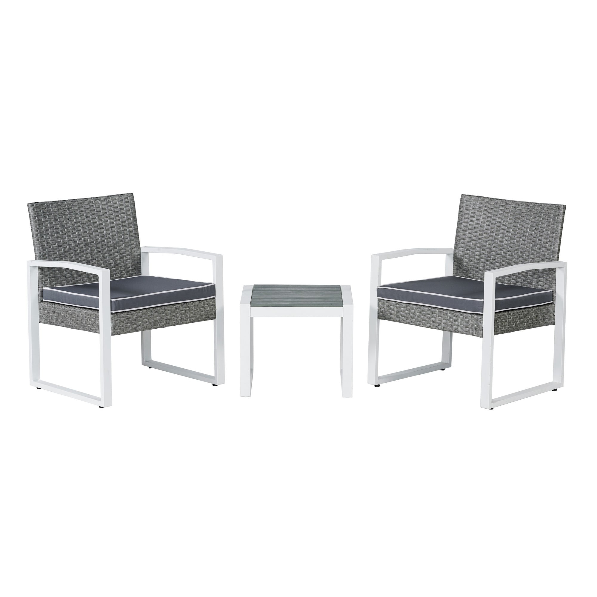 Selby Gray and White Faux Wicker 3-Piece Patio Conversation Set