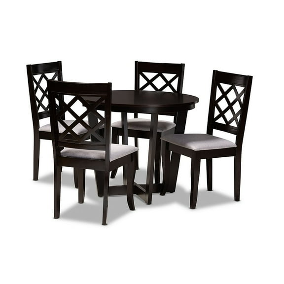 Selby Modern and Contemporary Grey Fabric Upholstered and Wood 5-Piece Dining Set