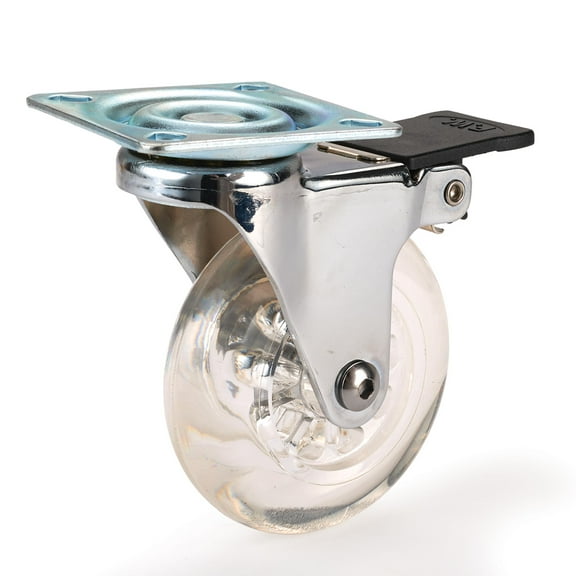 Selby Skate Wheel Casters with Rounded Wheel, Translucent, Toe-Action Brake, 3", Sold as Singles
