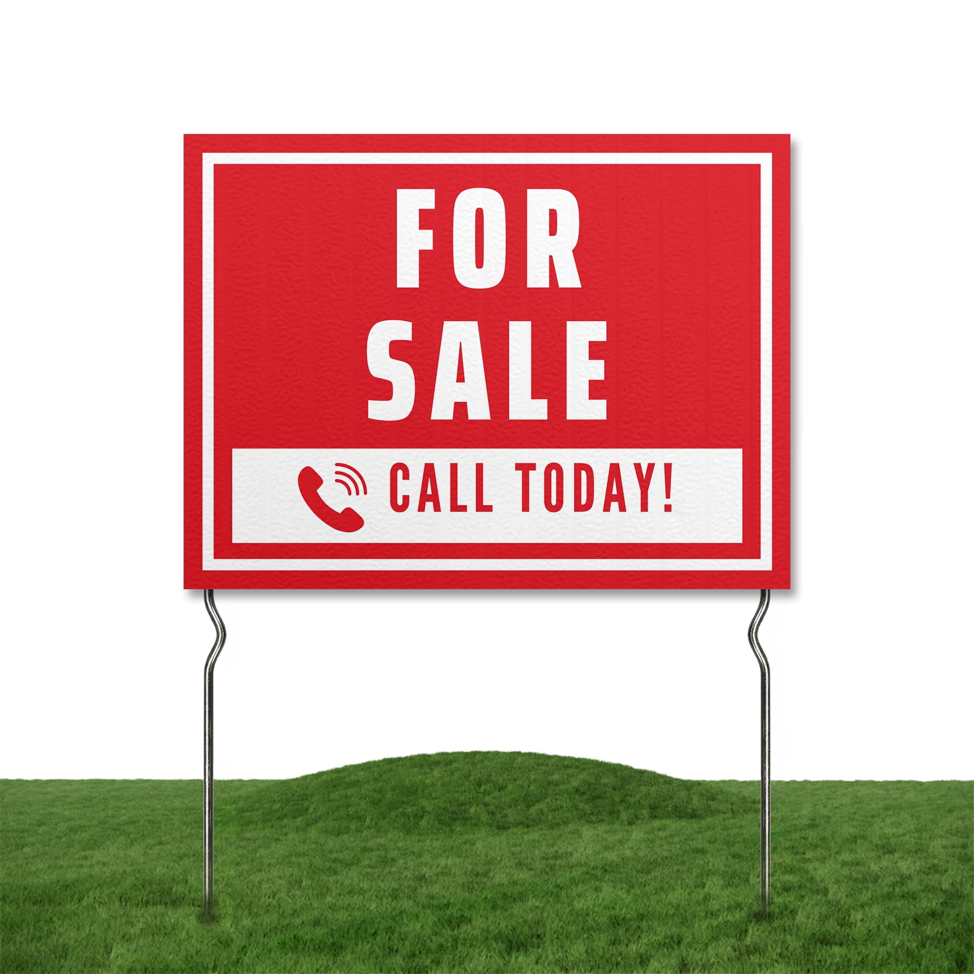 For Sele - Call Todday! Yard Sign by DC | 24"x18" Double Sided Real Estate Garden Sign with 13” Metal Stakes | Outdoor Signs Waterproof for Lawn, Patio, Sidewalk & House | Set of 2 | Made in USA