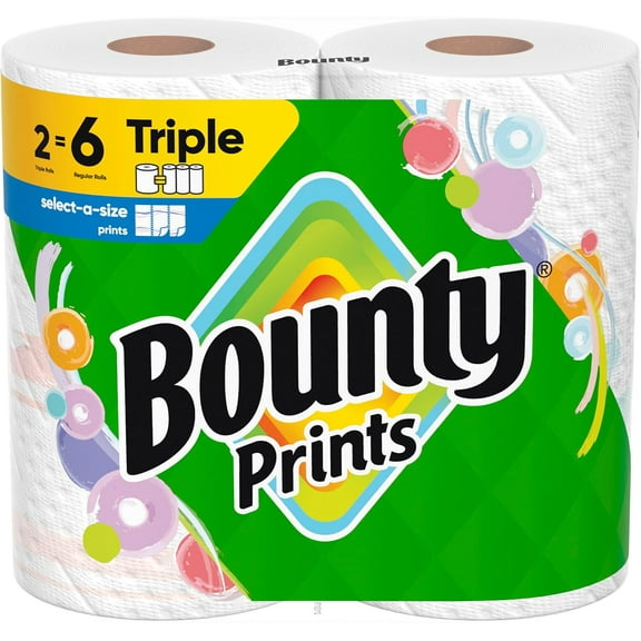 Select-A-Size Paper Towels, Prints, 2 Triple Rolls = 6 Regular Rolls