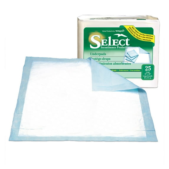Select Disposable Underpads - 23 in x 36 in, 25/bag