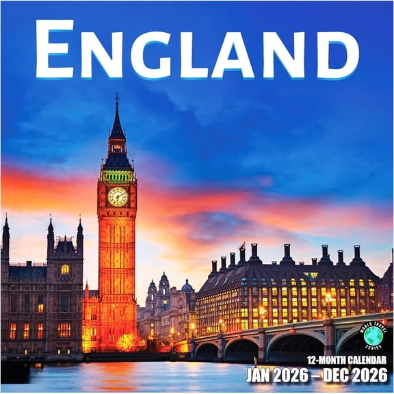 Select - England 2026 Wall Calendar 12 Month | 12" x 24" Open | Thick & Sturdy Paper | Holiday  |  Travel Calendar 2026