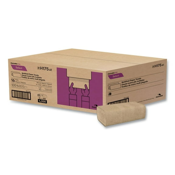 Cascades Select Folded Towel Multifold - Natural - 250 Sheets/Pack, 16 Packs/Carton