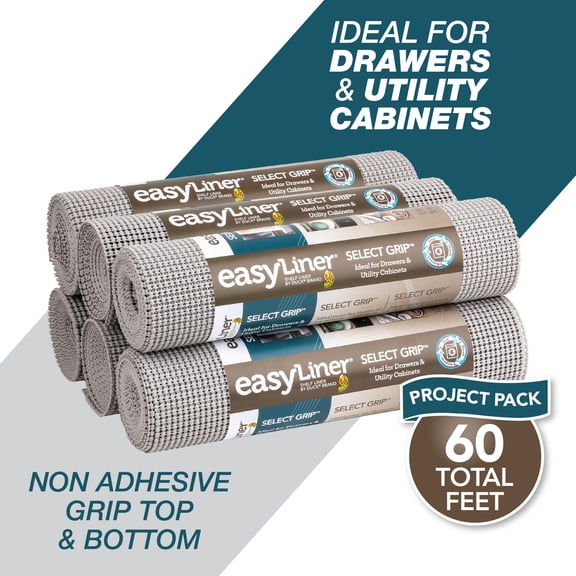 Select Grip EasyLiner Brand Shelf Liner - Light Gray, 6 pk, 12 in. x 10 ft.