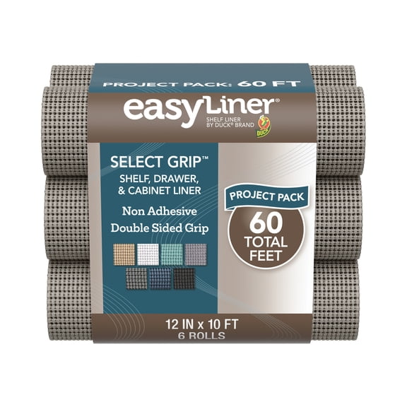 Select Grip™ EasyLiner® Brand Shelf Liner - Light Gray, 6 pk, 12 in. x 10 ft.