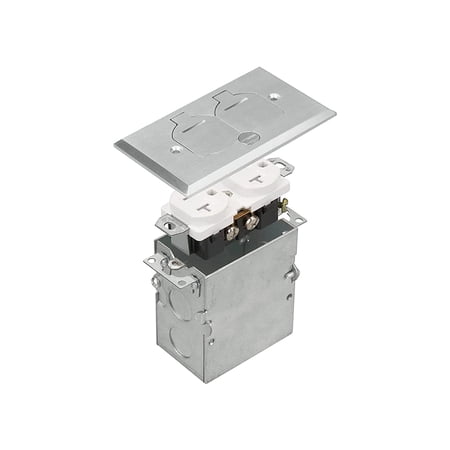 SELECT Lighting SLFB-TR20-NI 20A Receptacle Outlets, Tamper Resistant Electrical Floor Box with Flip Lid and Nickel Plated Brass Cover, Retractable Recessed Socket for Kitchen, Countertops & Floors