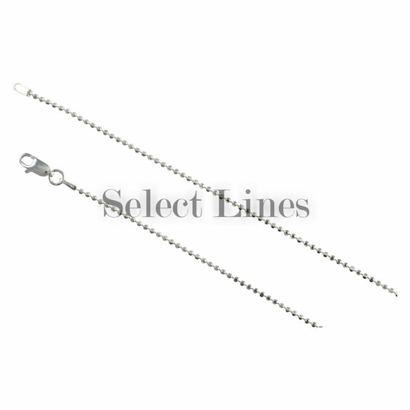 Select Lines Sterling Silver Diamond Cut Bead Ball 150 1.5mm Necklace Chain Dog Tag Shiny