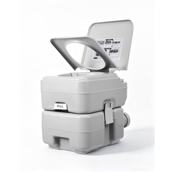 Select Portable Toilet for RV & Camping - 20L Capacity, T Outlet Water System, Three-Outlet Pneumatic Pull-Out, 5.3 Gal Detachable Waste Tank, 3.2 Gal Flush Tank, Push-Button Pressurized Flush
