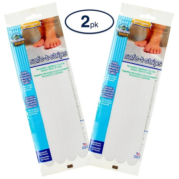 Select Safe-T-Strips Adhesive Non-Slip Stickers Bath Treads to Help Prevent Falls - 2x20 (40 Count) - WHITE