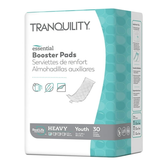 Select Tranquility Essential Incontinence Booster Pad, Moderate Absorbency, Polymer, Unisex, Disposable, 120ct