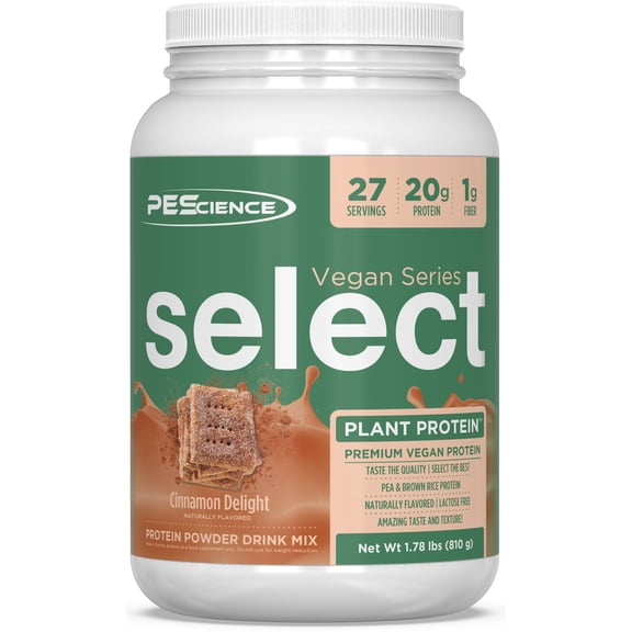 Select Vegan Protein Powder Plant-Based Pea & Brown Rice Protein, Soy-Free, Gluten-Free