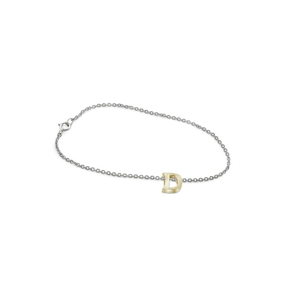 Select Your Initial A TO Z Charm Bracelet in Gold over Silver