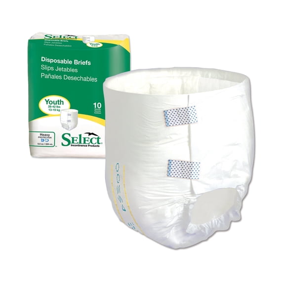 Select Youth Incontinence Brief Youth Heavy Absorbency Full Fit, 3665, Heavy, 100 Ct