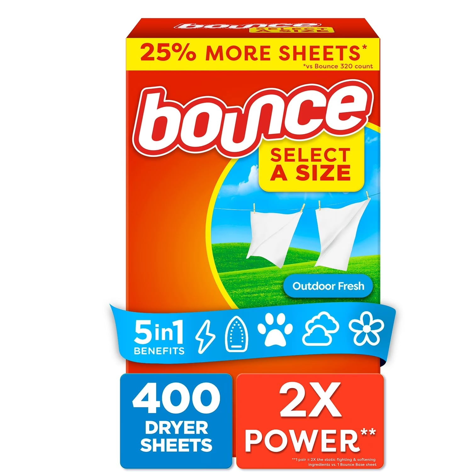 Select a Size Fabric Softener Dryer Sheets, Outdoor Fresh, 400 ct