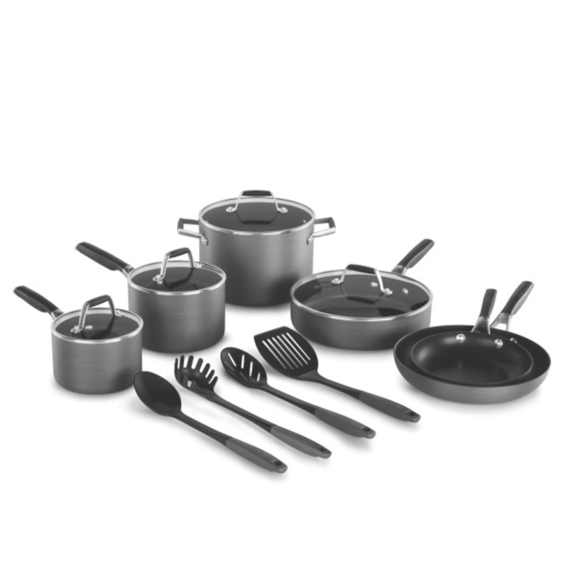 Calphalon 15-Piece Pots and Pans Set, Stackable Nonstick Kitchen Cookware  with Stay-Cool Stainless Steel Handles, Black