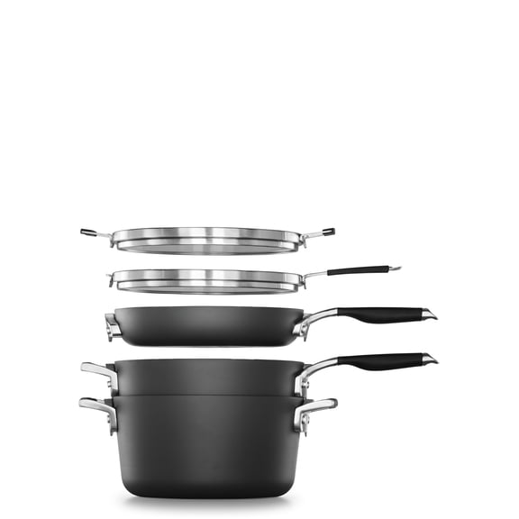 Select by Calphalon Space Saving Hard Anodized Nonstick 7 Piece Cookware Starter Set