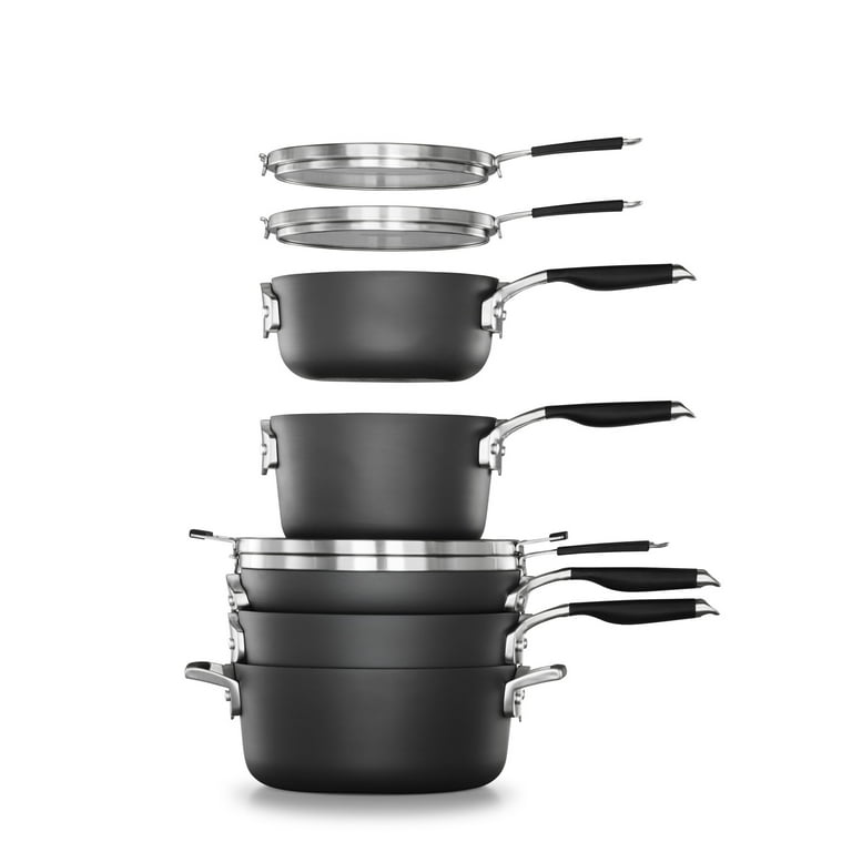 Select Space Saving 3.5 qt. Hard-Anodized Aluminum Nonstick Sauce Pan in Black with Glass Lid Select Space Saving 3.5 qt. Hard-Anodized Aluminum Nonstick Sauce Pan in Black with Glass Lid