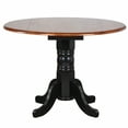 thumbnail image 1 of Selections 42 in. Round Extendable Distressed Antique Black with Cherry Top Wood Drop Leaf Dining Table (Seats 6), 1 of 5